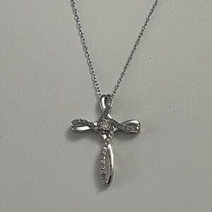 necklace 925 silver with natural diamonds 16" silver necklace with pendant